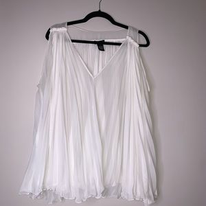 White Sleeveless Pleated Top